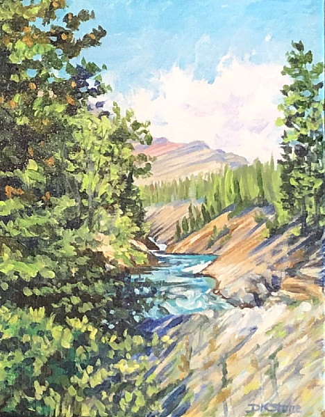 D. K. Stone - Crossing the Creek on the Boundary Bay Trail - 8 x 20in