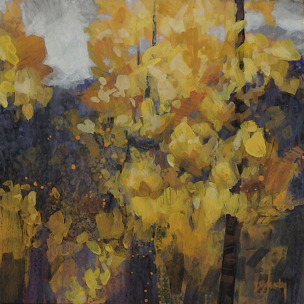 Diana Zasadny - Cypress Hillside Glitter - 12 x 12in acrylic on canvas