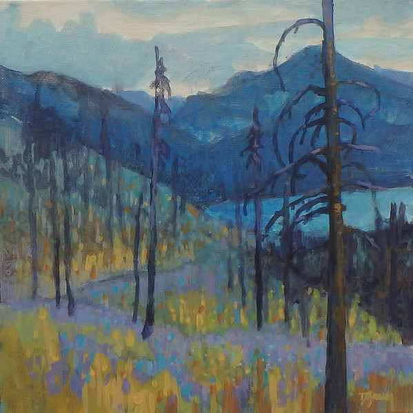 Diana Zasadny - Looking Back, Bertha Lake Trail - 12 x 12in acrylic on canvas
