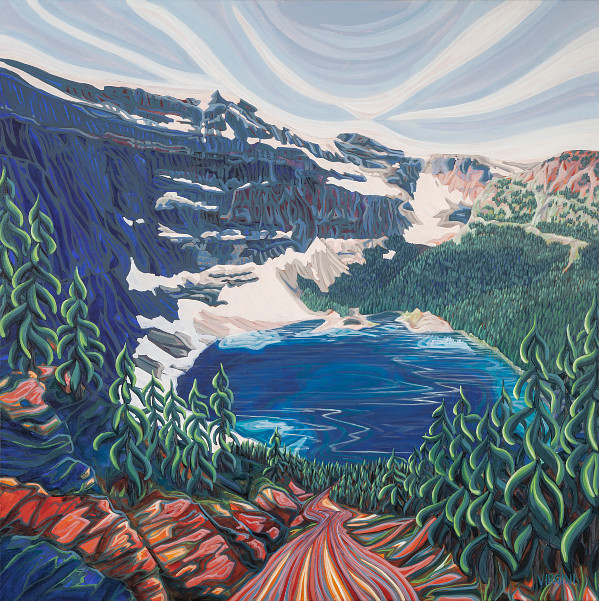 Virgini Senden - Waterton - Heading Down to Wall Lake - 40x40in acrylic on canvas