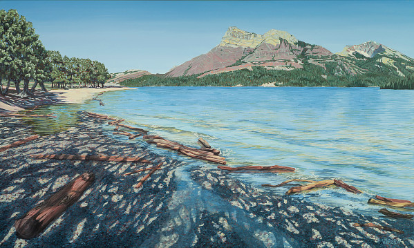 Virgini Senden - Waterton Lake – Having the Beach all to Myself - 60x36in acrylic on canvas
